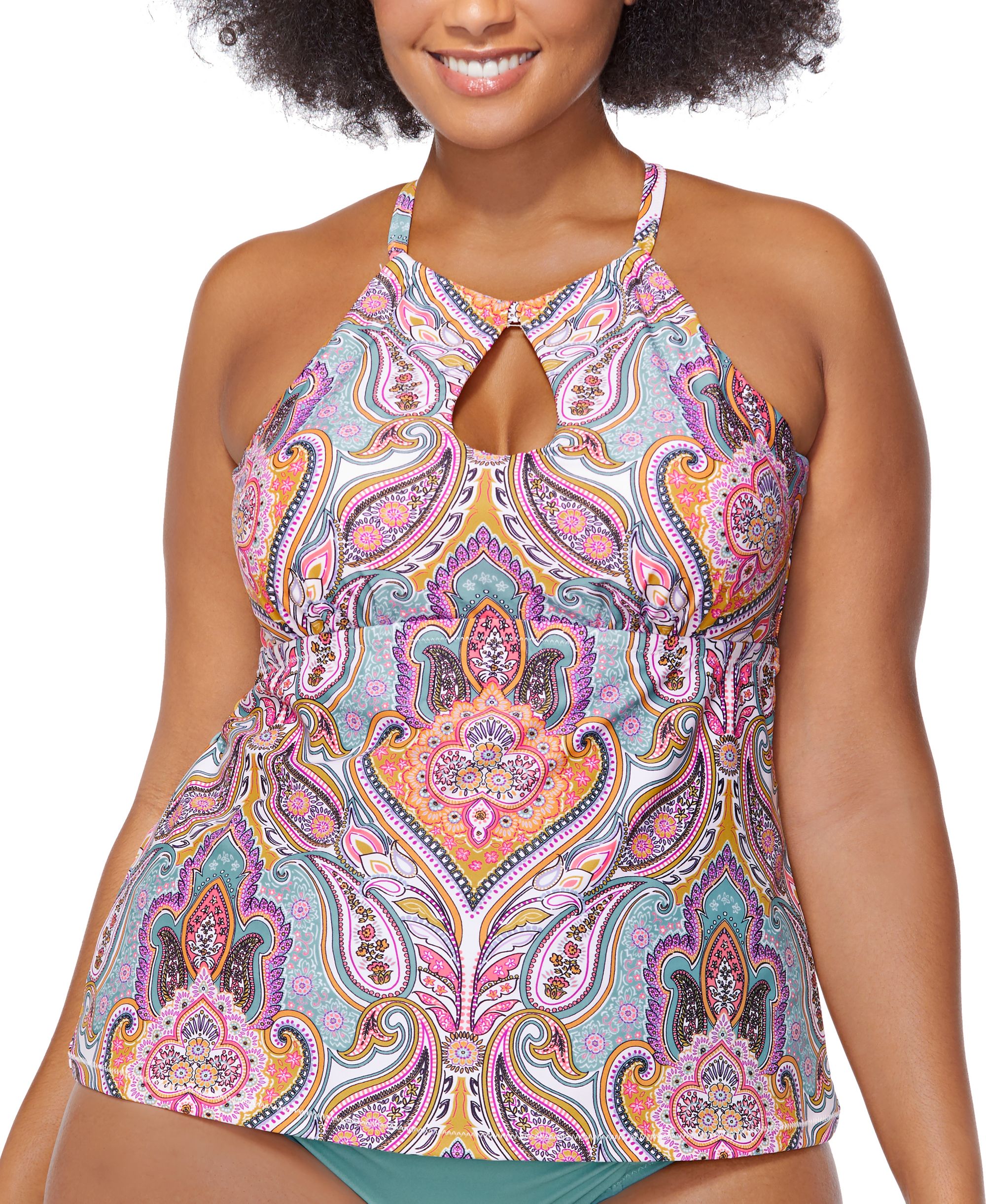 Plus Size Rosalie Keyhole Tankini Swim Top Multi 14W - Walmart.com