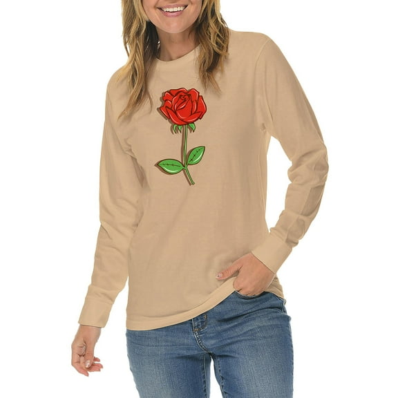 Plus Size Rose of Love Graphic Long Sleeve Crewneck Tee - Mushroom XL