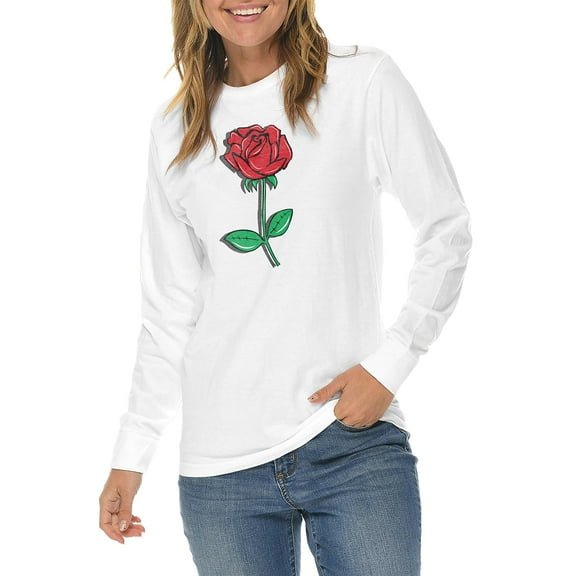 Plus Size Rose of Love Graphic Long Sleeve Crewneck Tee - White XL