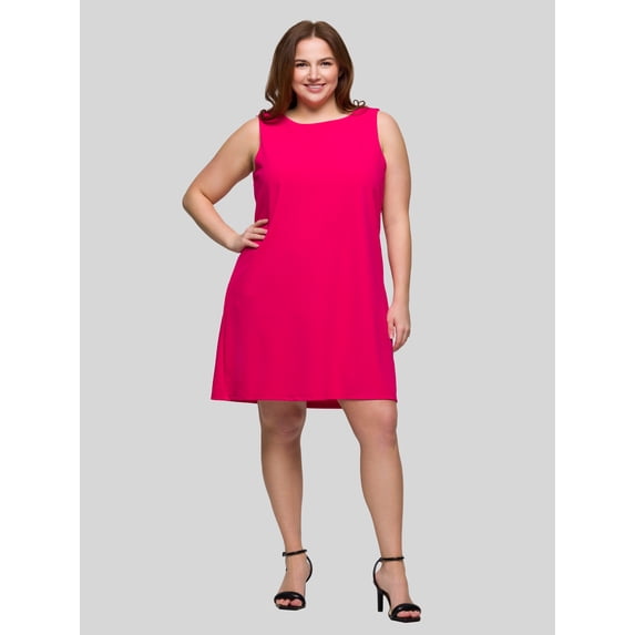 24seven Comfort Essential Curvy Round Neck Sleeveless Mini Shift Dress