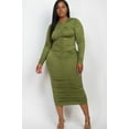 thumbnail image 1 of Plus Size Ruched Long Sleeve Midi Dress, 1 of 2