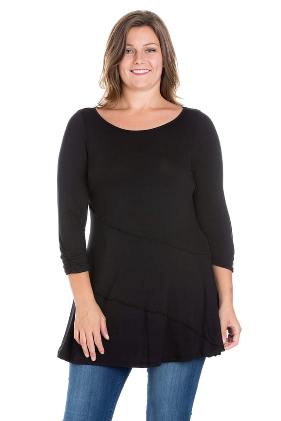 Plus Size Ruched Sleeve Swing Tunic Top