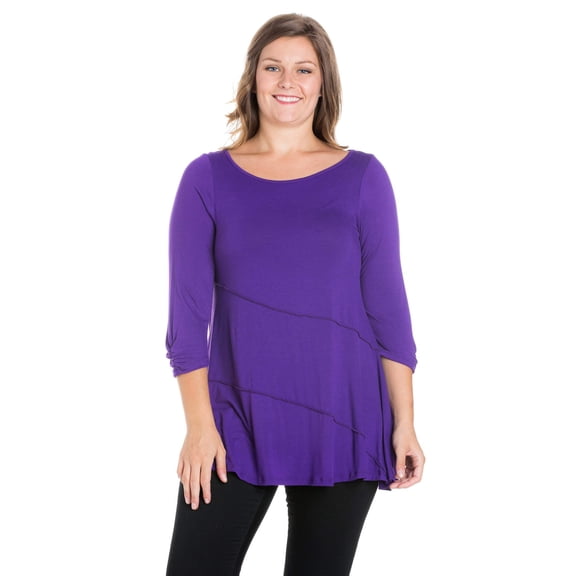 Plus Size Ruched Sleeve Swing Tunic Top