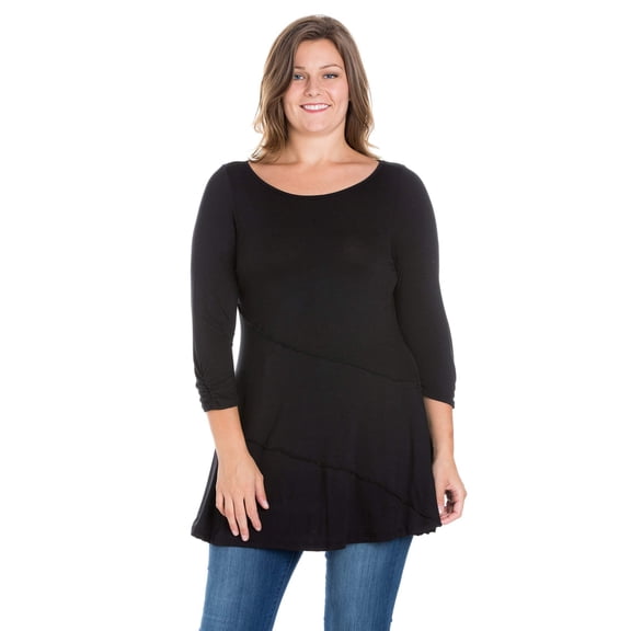 Plus Size Ruched Sleeve Swing Tunic Top