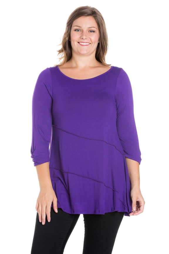 Plus Size Ruched Sleeve Swing Tunic Top