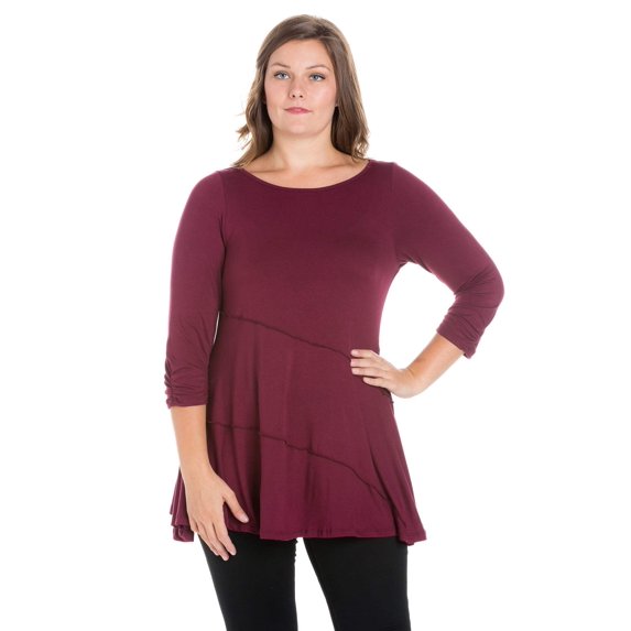 Plus Size Ruched Sleeve Swing Tunic Top