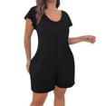 thumbnail image 1 of Plus Size Ruffle Short Sleeve Romper For Women Pleated Crewneck Wide Leg Playsuit Summer Casual Loose Lounge Shorts Jumpsuit, 1 of 7