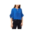 thumbnail image 1 of Plus Size Ruffle Sleeve Henley Blouse Deep Azure 3X, 1 of 1