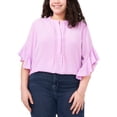 thumbnail image 1 of Plus Size Ruffle Sleeve Henley Blouse Soft Iris 1X, 1 of 1