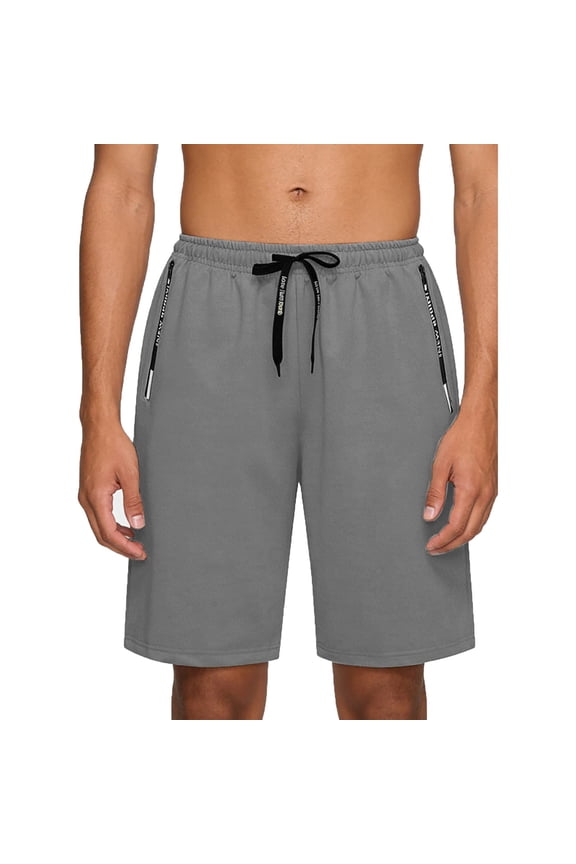 Plus Size Running Shorts for Men Quick Dry Workout Athletic Shorts Comfy Knee Length SweatShorts with Zip Pockets