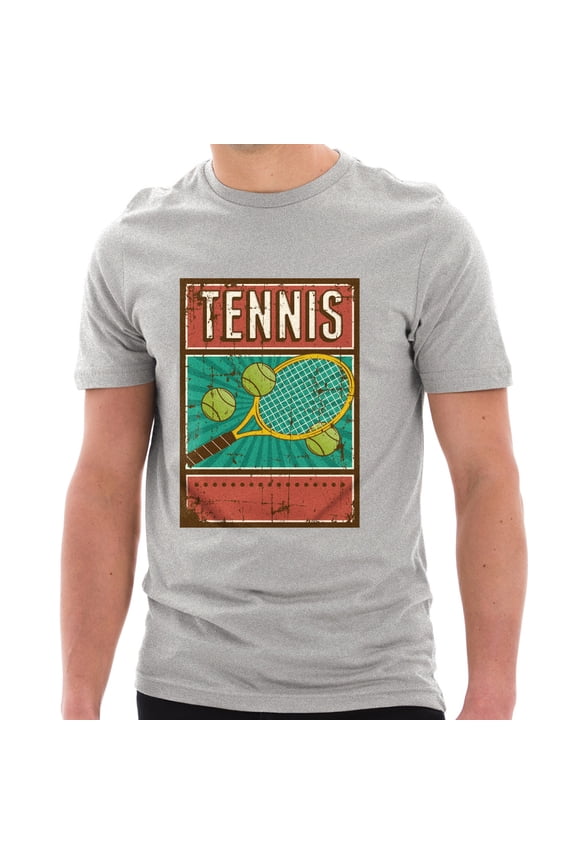 Plus Size Rusty Tennis Racquet Cotton Short Sleeve Graphic Shirt - Heather Grey 3XL