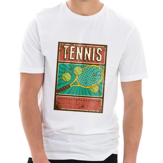 Plus Size Rusty Tennis Racquet Cotton Short Sleeve Graphic Shirt - White 3XL