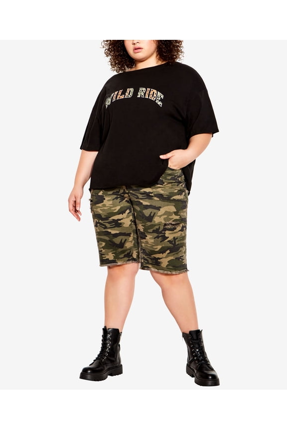 Plus Size Rylie Crop Tee Animal Slogan 2X