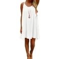 thumbnail image 1 of Plus Size S-3XL Women Sleeveless Strap Loose Asymmetrical Hem Mini Dress Sexy with Hollow out Design Summer Mini Sundress, 1 of 3