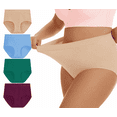 thumbnail image 1 of Plus Size High Waisted Briefs for Women Ladies Underwear Stretch Full Coverage Panties 4 Pack 4XL, 1 of 7