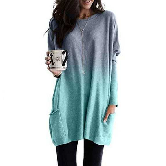 Plus Size S-5XL Casual Baggy Blouse Tops For Women Long Sleeve Round Neck Pullover T-Shirt Tunic Tops Ladies Holiday Party Sweatshirt Tops