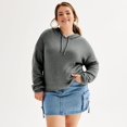 thumbnail image 1 of Plus Size SO® Long Sleeve Eyelash Yarn Hoodie Color: Pewter Knight Size: 3X, 1 of 4