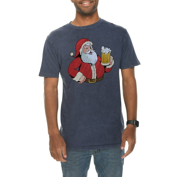Plus Size Santa Brew Graphic Design Vintage Crewneck Tee - Vintage Denim XL