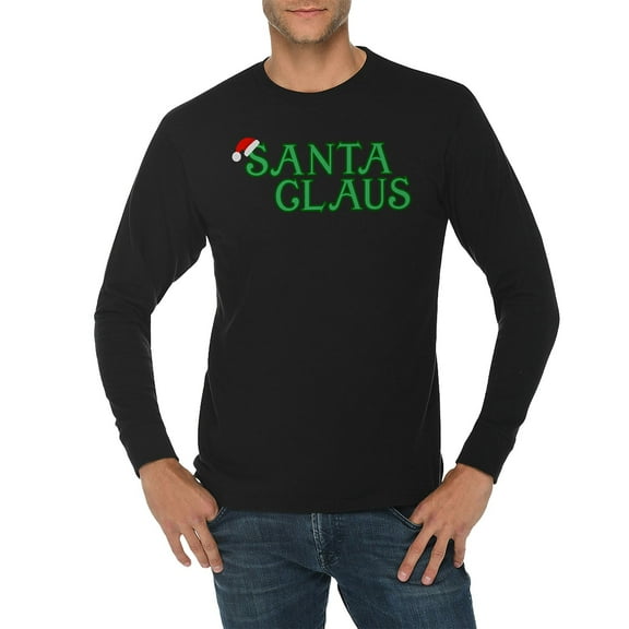 Plus Size Santa With Hat Graphic Long Sleeve Crewneck Tee - Black XL