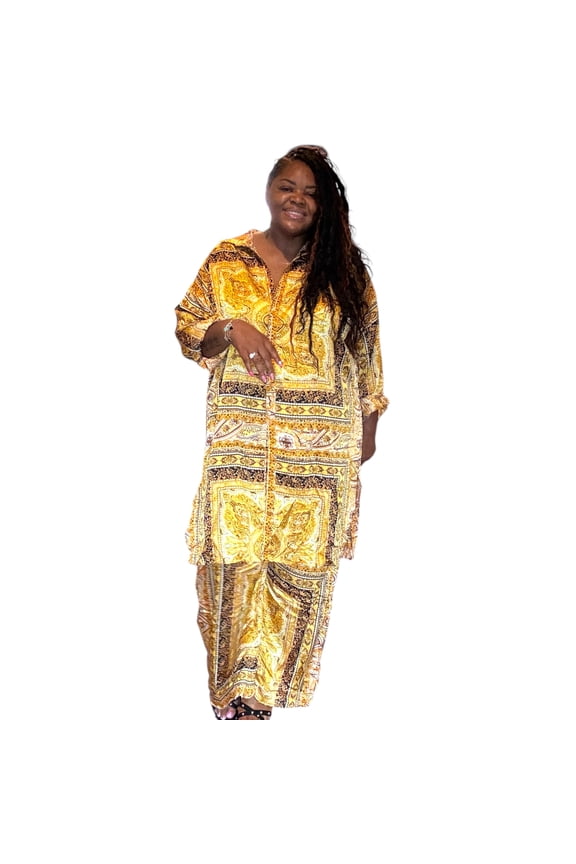 Plus Size Satin Luxe Multi Wear Gold Set
