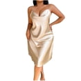 thumbnail image 1 of Plus Size Satin Nightgown for Women Spaghetti Straps Sleepshirt Fashion Cowl Neck Spaghetti Strap Nightdress, 1 of 3