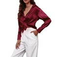 thumbnail image 1 of Plus Size Satin Shirt for Women Imitation Silk Long Sleeve Blouse Elegant European Style Loose Fit Tunic Top, 1 of 7