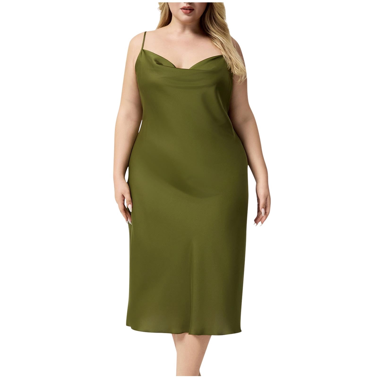 CGMDTZ Plus Size Satin Slip Dress for Women Cowl Neck Sleeveless Midi Dress Summer Casual Party Night Out Dresses, Women's, Size: 5XL CGMDTZ Plus Size Satin Slip Dress for Women Cowl Neck Sleeveless Midi Dress Summer Casual Party Night Out Dresses, Women's, Size: 5XL