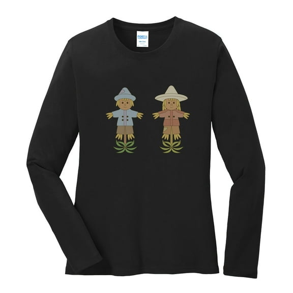 Plus Size Scarecrows Set Long Sleeve Cotton Graphic Shirt - Jet Black XL