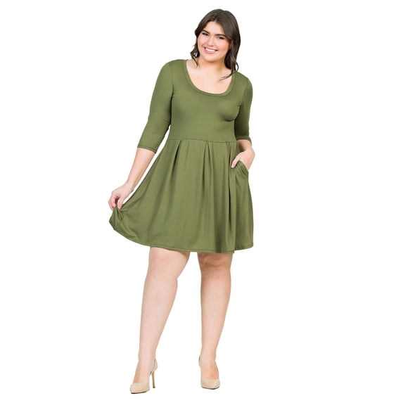 Plus Size Scoop Neck Fit N Flare Dress