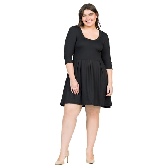 Plus Size Scoop Neck Fit N Flare Dress