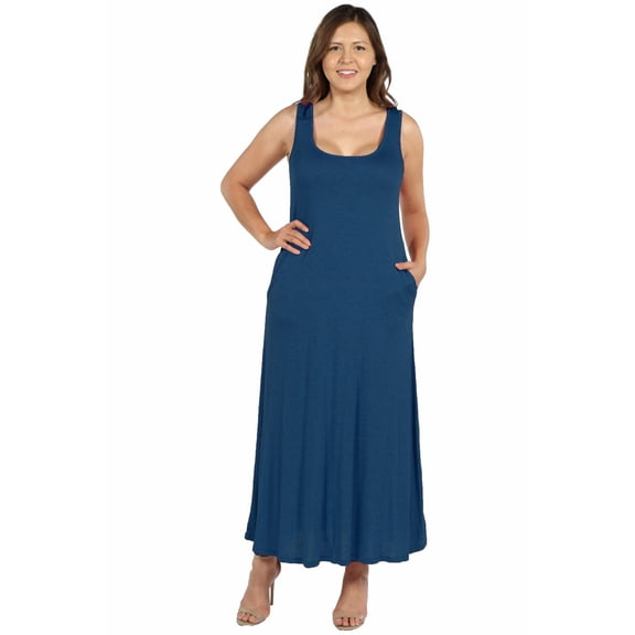 Plus Size Scoop Neck Pocket Tank Maxi Dress