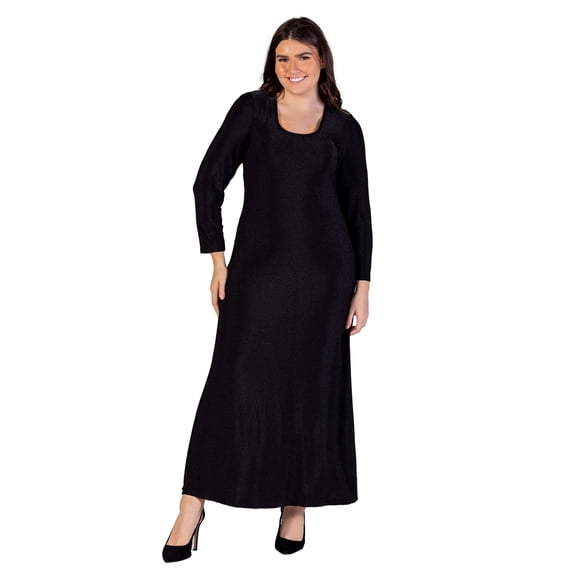Plus Size Scoop Neck Shimmery Maxi Dress