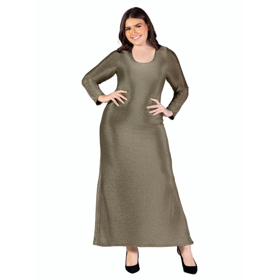 Plus Size Scoop Neck Shimmery Maxi Dress