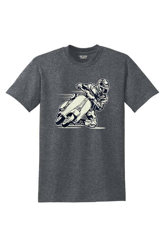 Plus Size Scooter Racer Graphic Men's DryBlend Cotton Polyester T-Shirt - Dk Heather 3XL