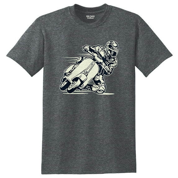 Plus Size Scooter Racer Graphic Men's DryBlend Cotton Polyester T-Shirt - Dk Heather XL