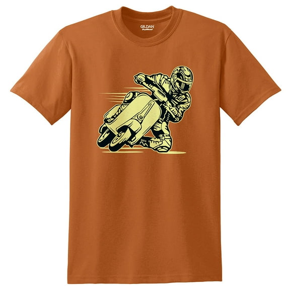 Plus Size Scooter Racer Graphic Men's DryBlend Cotton Polyester T-Shirt - Texas Orange 4XL