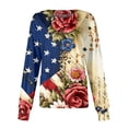 thumbnail image 1 of Plus Size Scrub Jackets for Women 4th Of July Shirts American Flag Printed Nursing Uniform Long Sleeve Crew Neck Nursing Working Uniform with Pockets, 1 of 5