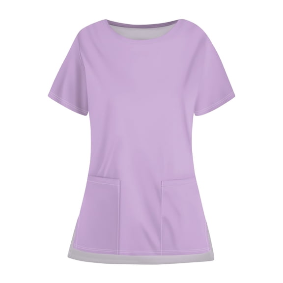 Plus Size Scrub Tops Scrub Tops Women Scrub Tops Christmas Shirts for Women Blouses with Pockets Purple Size XL
