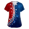 thumbnail image 1 of Plus Size Scrub Tops for Women American Flag Print Independence Day Patriotic Star V Neck Shirts Short Sleeve Relaxed Fit Comfy Nursing Uniforms with Pockets, #01 Watermelon Red, L, 1 of 4