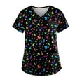 thumbnail image 1 of Plus Size Scrubs Casual Crop Short Sleeve Scrub Womans Summer Working Comfy Graphic, 1 of 3