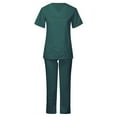 thumbnail image 1 of Plus Size Scrubs for Women Sets Stretchy Medical Working Uniforms V-Neck Tops Long Pants Nursing Scrub Sets, Army Green, XL, 1 of 6