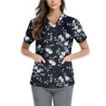 thumbnail image 1 of Plus Size Scrubs for Women Stretch,Floral Print Scrub Tops - Side Pocket Design for Nurses & Healthcare Workers - Navy - XXXL, 1 of 5