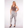 thumbnail image 1 of Plus Size Sculpting Treggings With Faux Leather Belt - Sage  White Plaid, 1 of 9