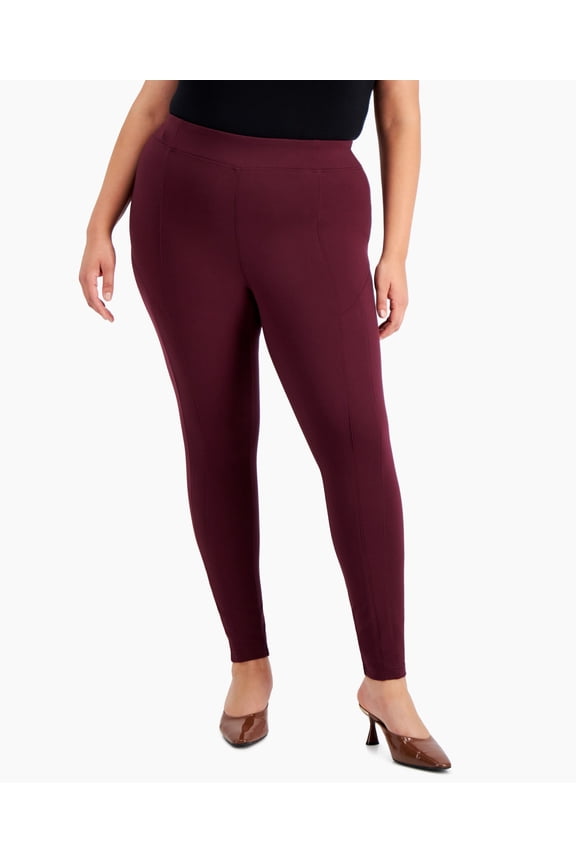 Plus Size Seam Detail Skinny Ponte Pants Port 3X