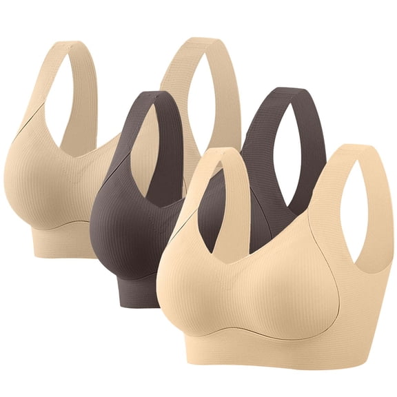 Plus Size Seamless Bralettes for Women 3pcs Push Up Seamless Comfort Sports Bra Big Breast Women Lightly Lined Soft Padded Comfy Supportive Bralettes
