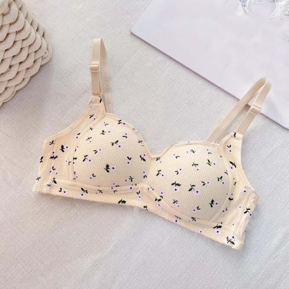 Plus Size Seamless Everyday Bras - Fashion Women's Solid Color Lifting Gathering Folding Sagging Bra Lingerie for Women Daily Bra Beige M