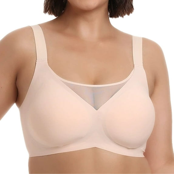 Plus Size Seamless Jelly Bra with No Underwire Bra and Sag Retraction Bra Shaping Bra Comfortable & Breathable(Color:Beige,Size:XXL)