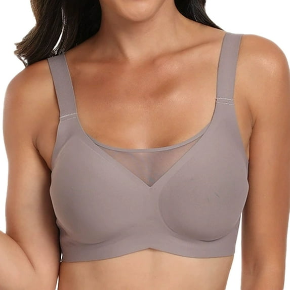 Plus Size Seamless Jelly Bra with No Underwire Bra and Sag Retraction Bra Shaping Bra Comfortable & Breathable(Color:Grey,Size:XXL)