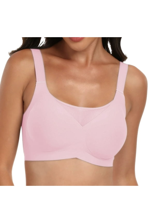 Plus Size Seamless Jelly Bra with No Underwire Bra and Sag Retraction Bra Shaping Bra Comfortable & Breathable(Color:Pink,Size:XXL)
