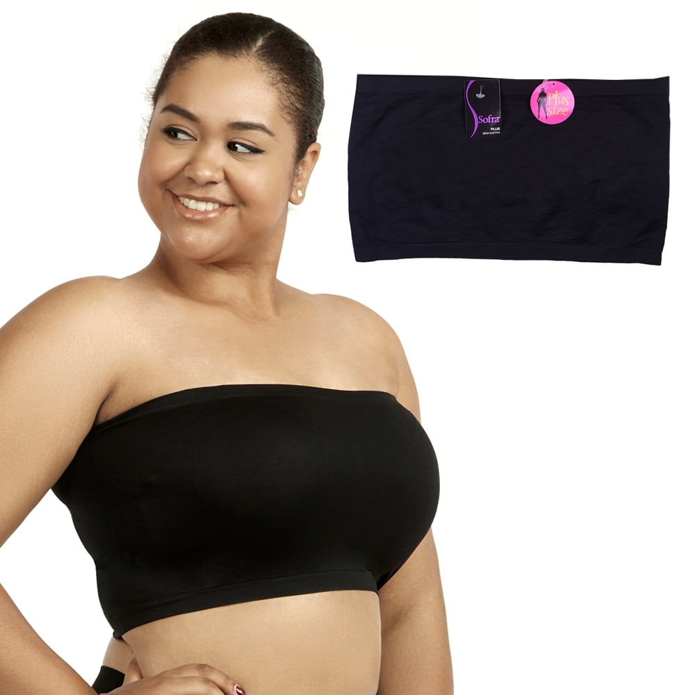 Plus Size Seamless Bandeau Tube Tops Sports Bra One Size Black - Walmart.com